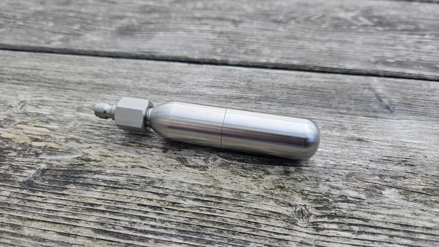 Nachfüllbare CO2 Kartusche aus Edelstahl - 8g, 12g oder 16g - incl. Fülladapter für Airsoft Paintball und mehr