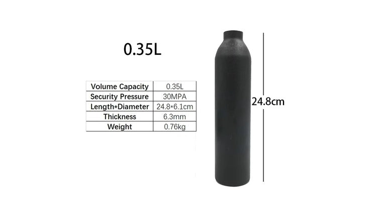 HPA Pressluft Flasche 300 Bar Aluminium - Flacher Boden M18x1,5
