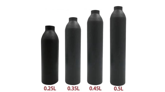 HPA Pressluft Flasche 300 Bar Aluminium - Flacher Boden M18x1,5