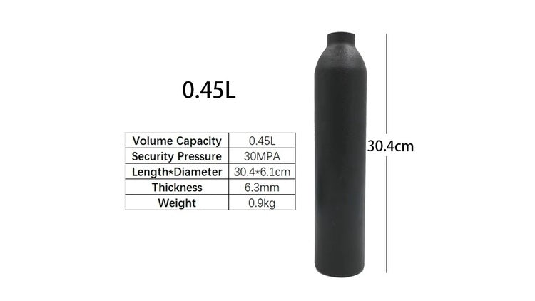 HPA Pressluft Flasche 300 Bar Aluminium - Flacher Boden M18x1,5