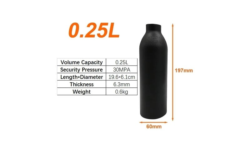 HPA Pressluft Flasche 300 Bar Aluminium - Flacher Boden M18x1,5