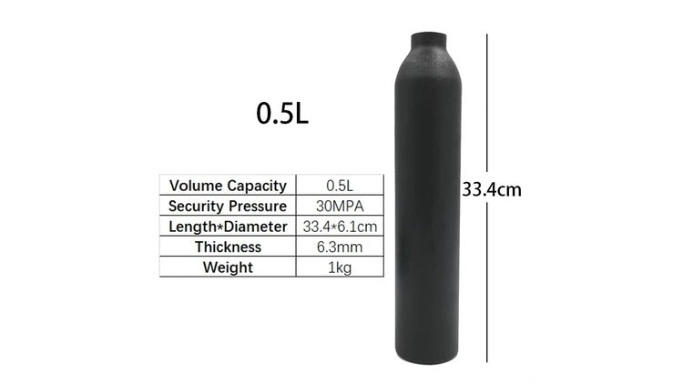 HPA Pressluft Flasche 300 Bar Aluminium - Flacher Boden M18x1,5